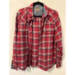 Jachs Girlfriend Sz XL Button Snap Red Plaid Shirt Button Up